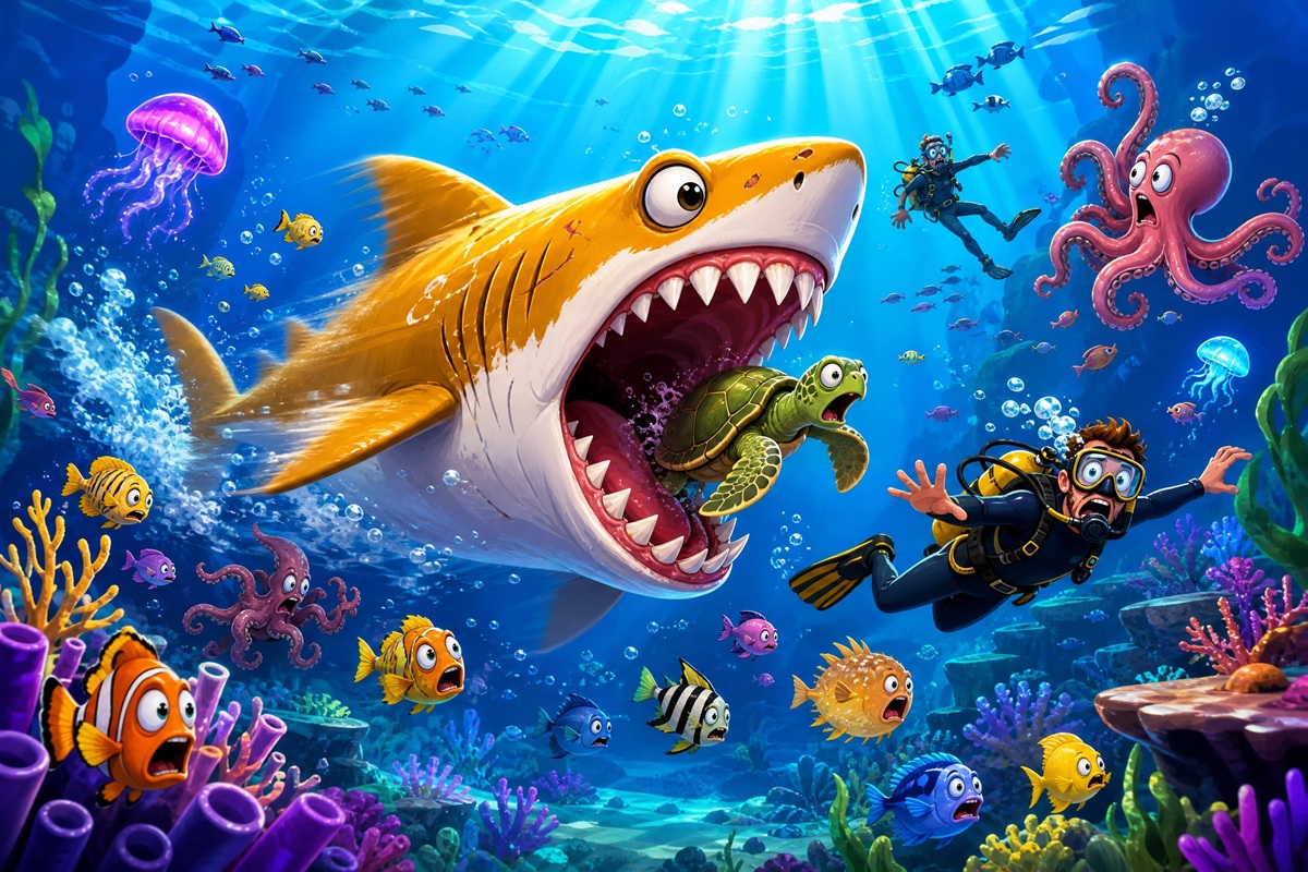 Gameplay d’une jeu mobile comme Mega Shark
