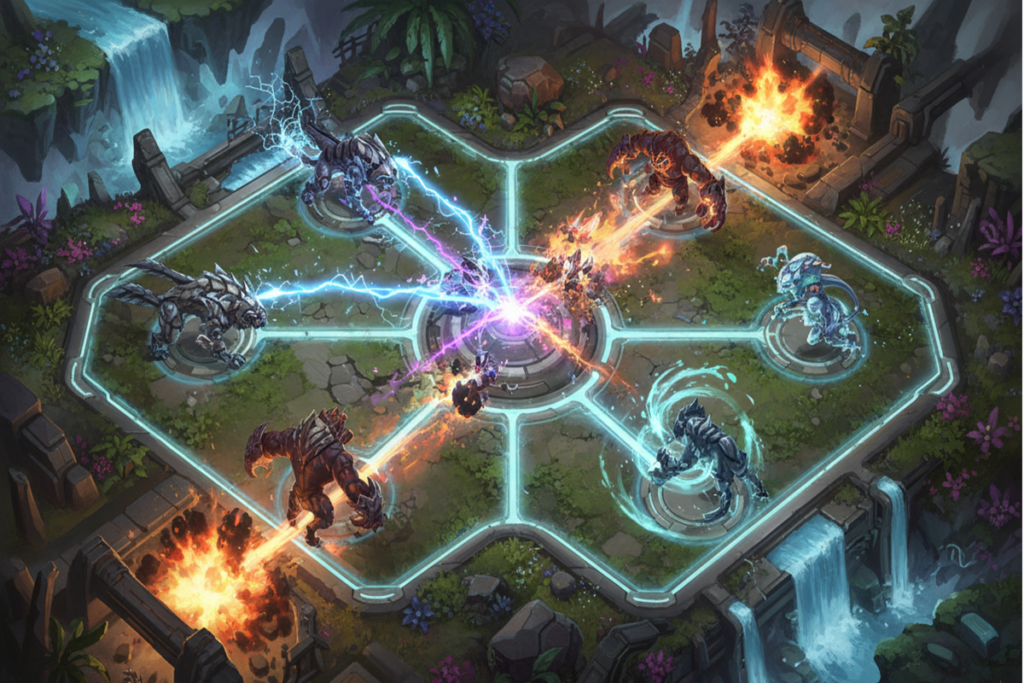 Gameplay d’un MOBA similaire à Pokémon Champions