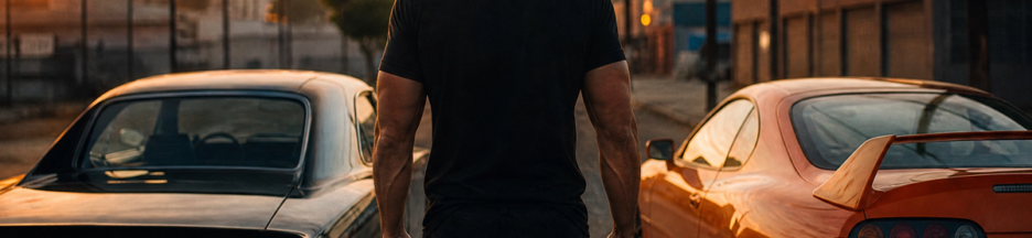 Acteur rappelant Vin Diesel vu de dos