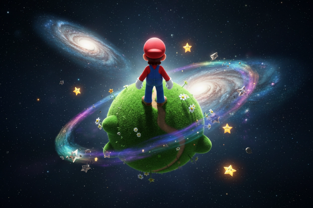 Scène rappelant Super Mario Galaxy, le film