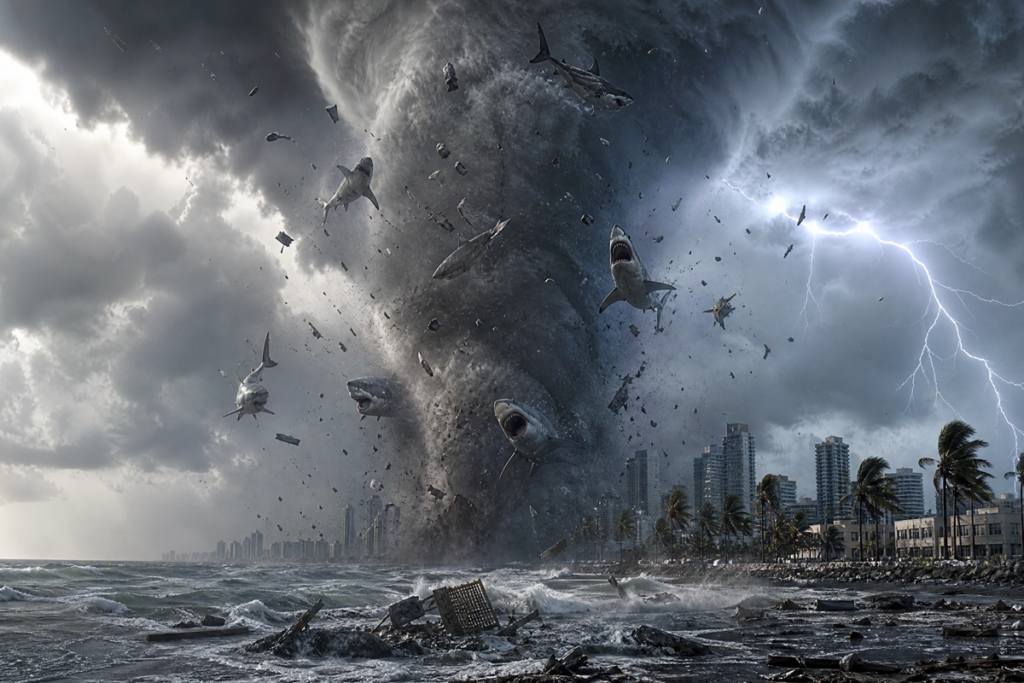 Scène similaire à celles des films Sharknado