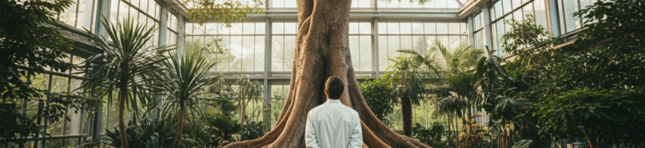 Scientifique observant un arbre rappelant le film Silent Friend