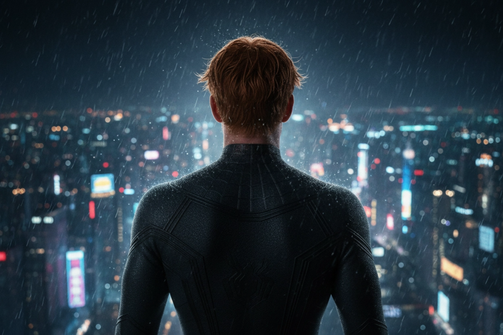 Silhouette d’homme araignée inspirée de Spider-Man: Brand New Day