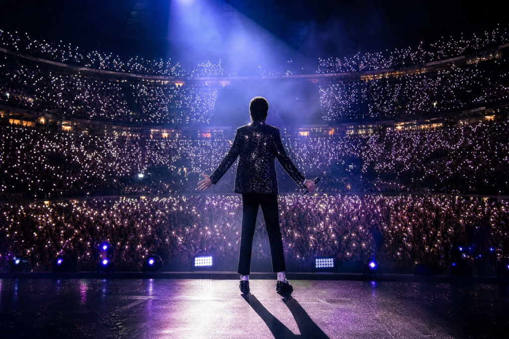 Silhouette de star de dos évoquant Jaafar Jackson