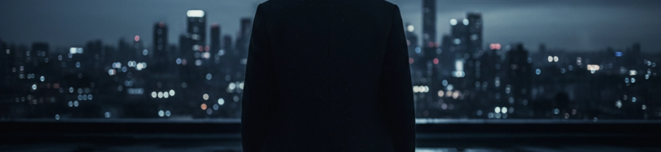 Silhouette masculine de dos rappelant Robert Pattinson