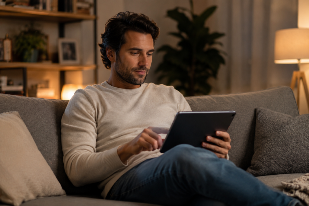 Un homme avec sa tablette