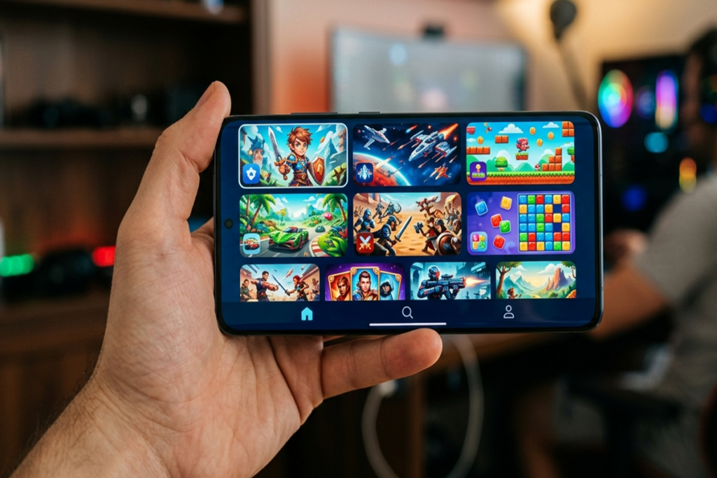 Des jeux mobiles sur un smartphone