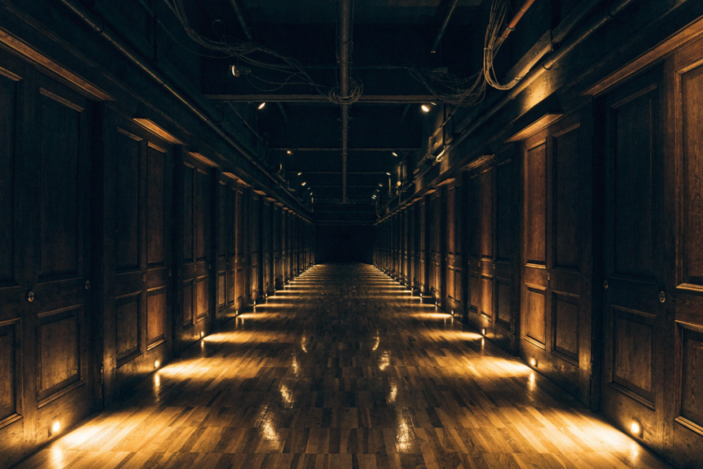Couloir de théâtre vide comme dans le film De la Comédie-Française