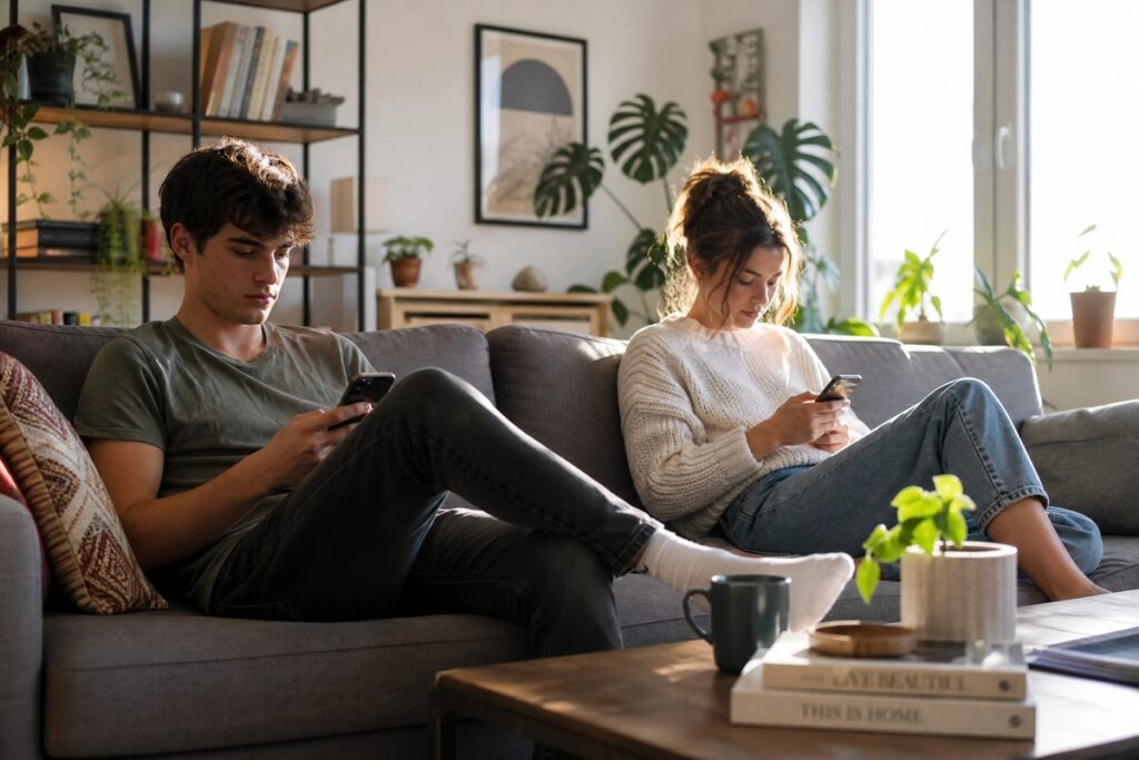 Deux adolescents qui utilisent leur smartphone