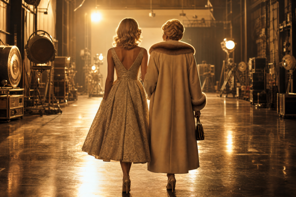 Deux femmes blondes élégantes de dos