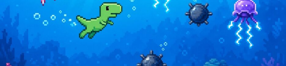 Gameplay d’un jeu comme Dino Swim