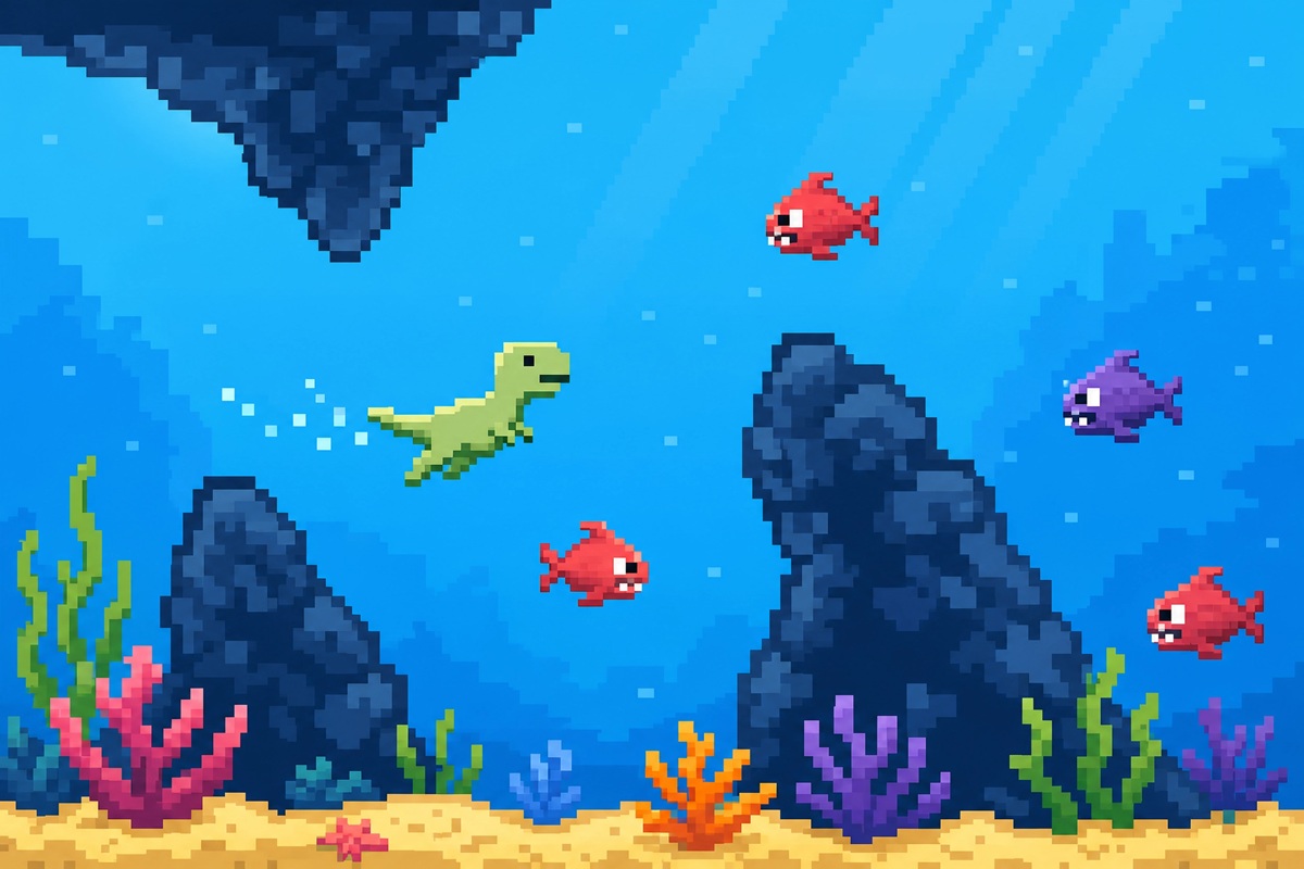 Gameplay d’un jeu comme Dino Swim