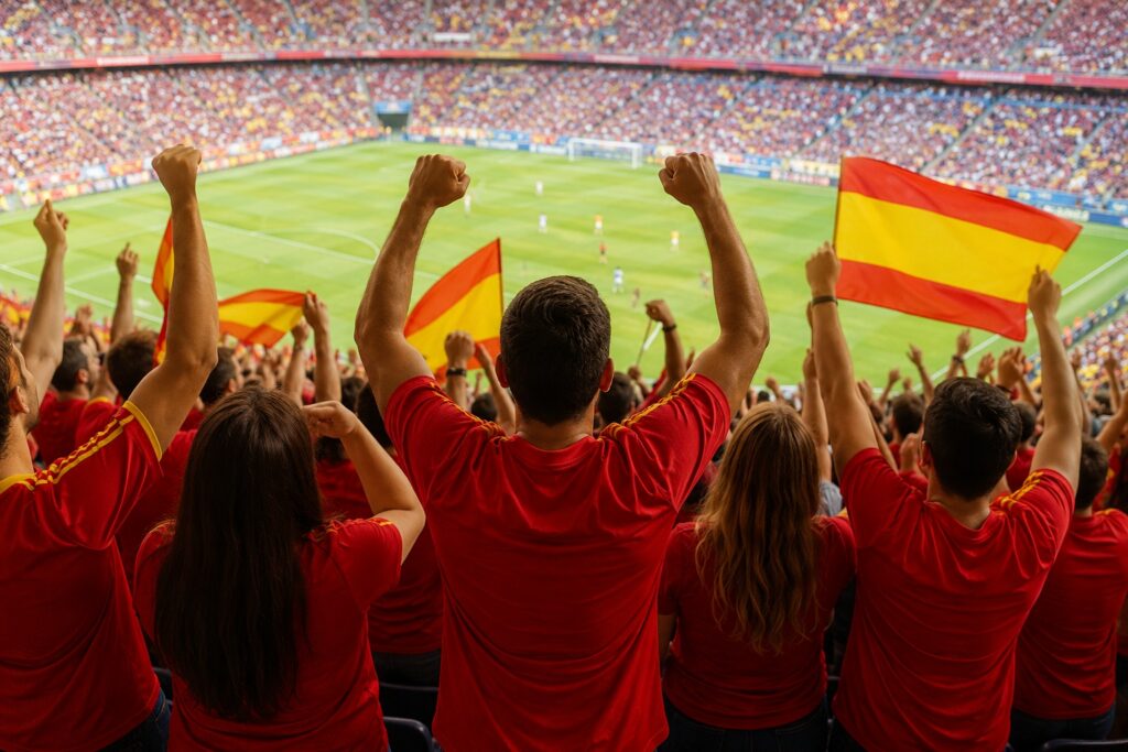 Les fans de l’Espagne qui célèbrent une victoire en Coupe du monde