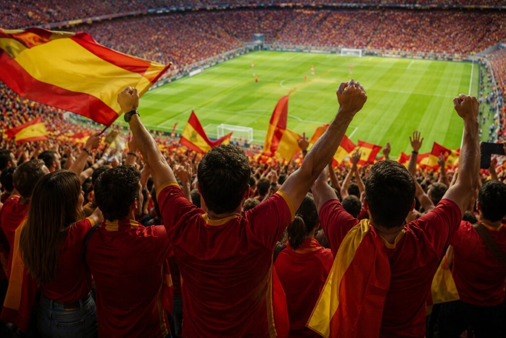 Les fans de l’Espagne qui célèbrent une victoire en Coupe du monde

