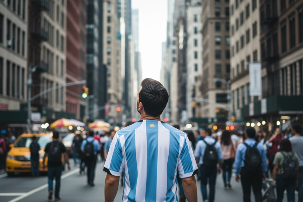 Footballeur dans les rues de New-York