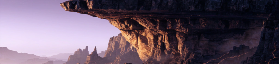 Une forteresse rocheuse sous deux lunes comme dans Les Maîtres de l'Univers