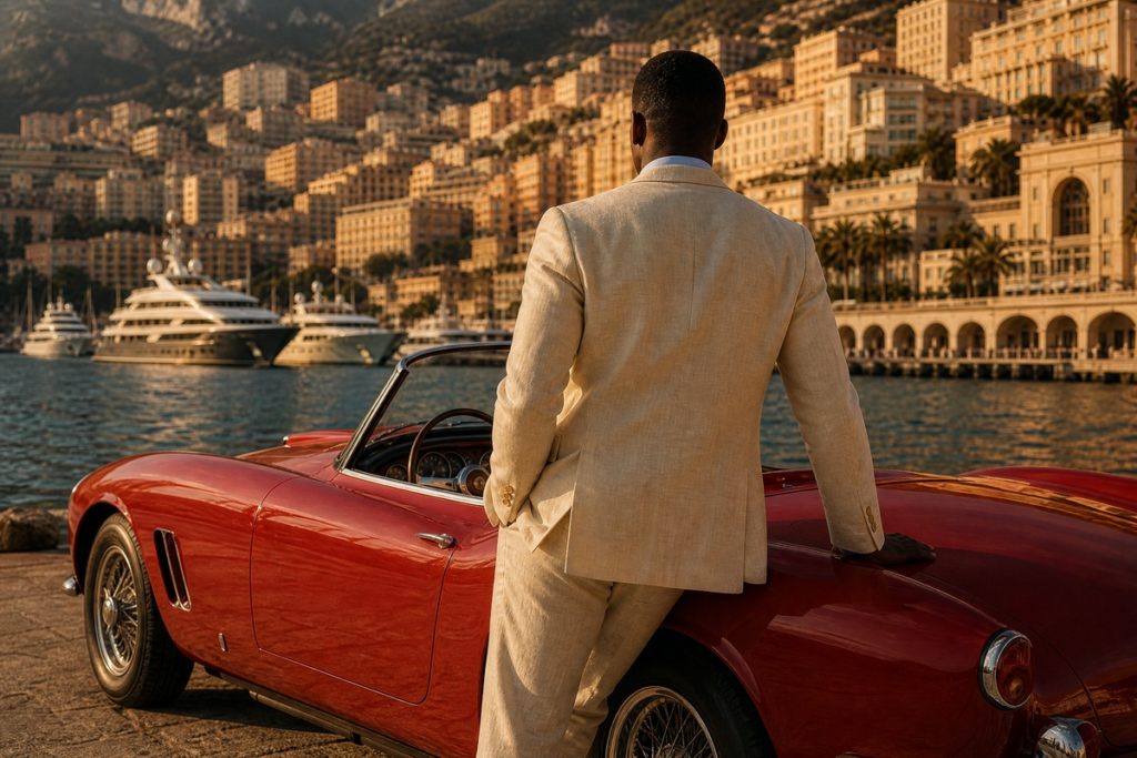 Homme observant le port de Monaco dans les années 1960