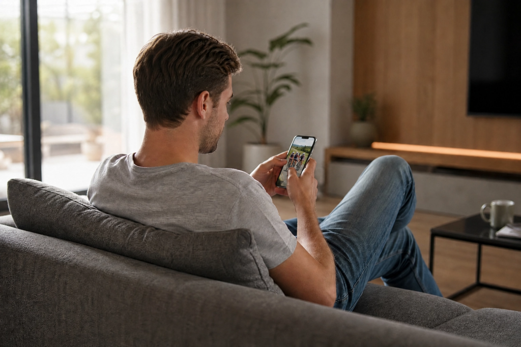 Un homme avec son smartphone