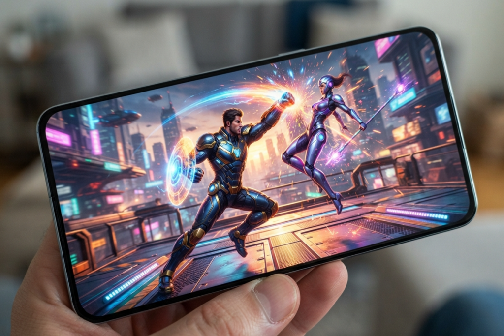 Gameplay d’un jeu de combat sur mobile