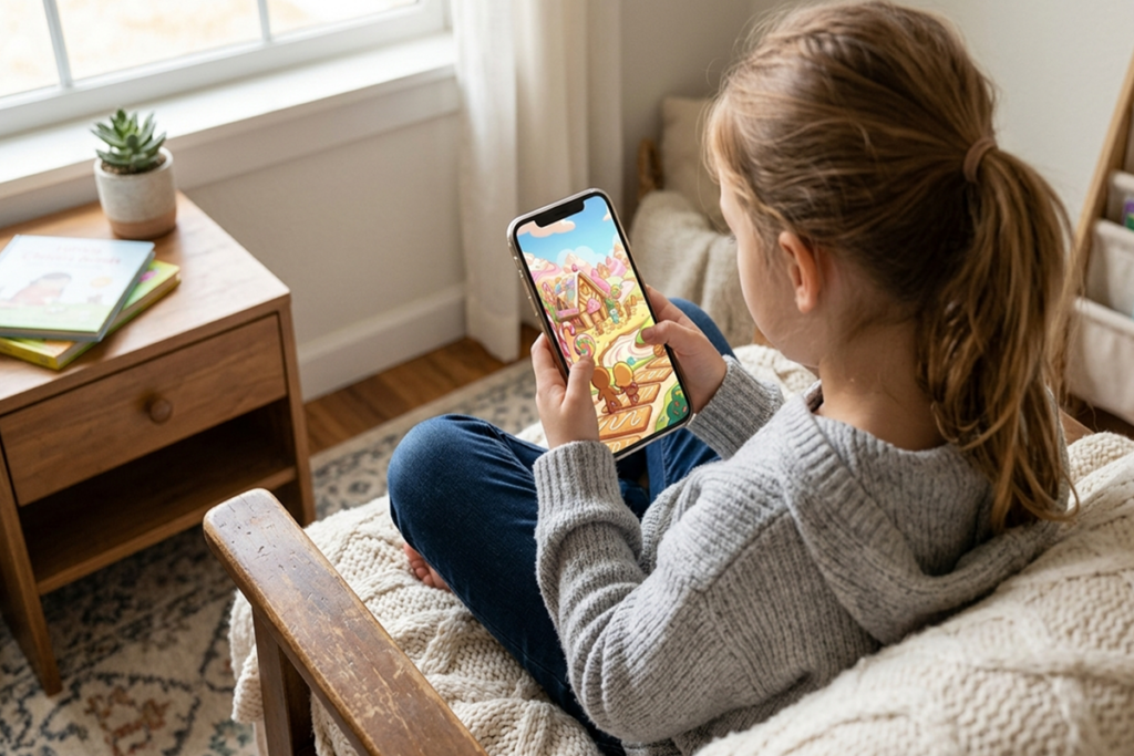Un enfant qui joue sur son smartphone