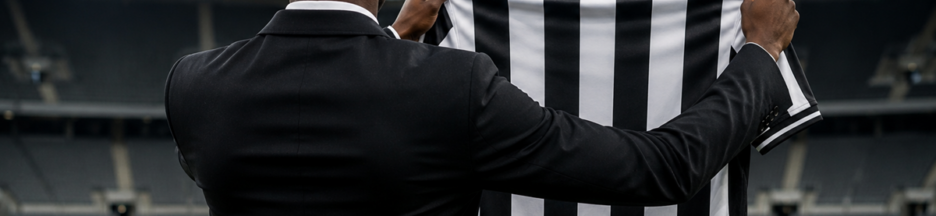 Joueur tenant le maillot de Newcastle