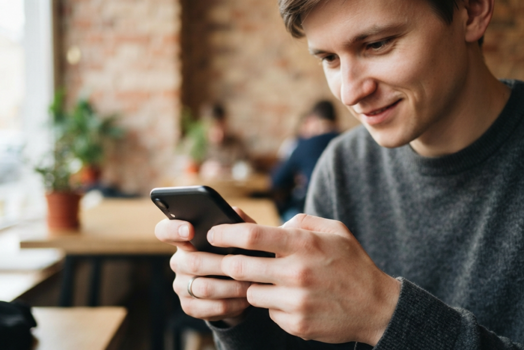 Une personne qui joue sur son smartphone