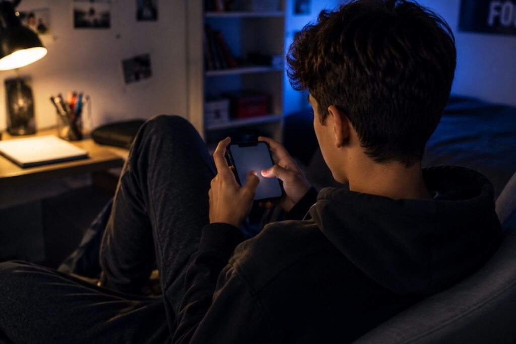 Un adolescent qui utilise son smartphone