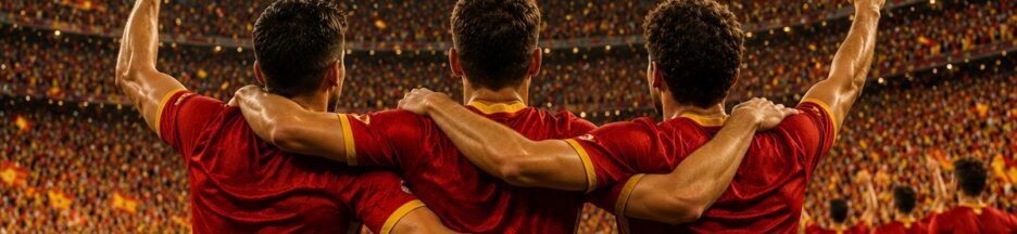 Les joueurs de l’Espagne qui célèbrent leur victoire