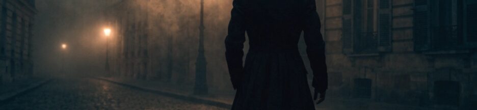 Un homme marchant dans une rue sombre
