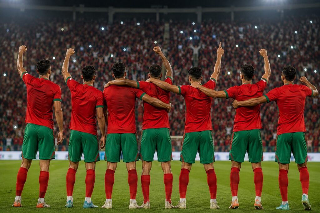 Illustration des joueurs du Maroc après leur qualification
