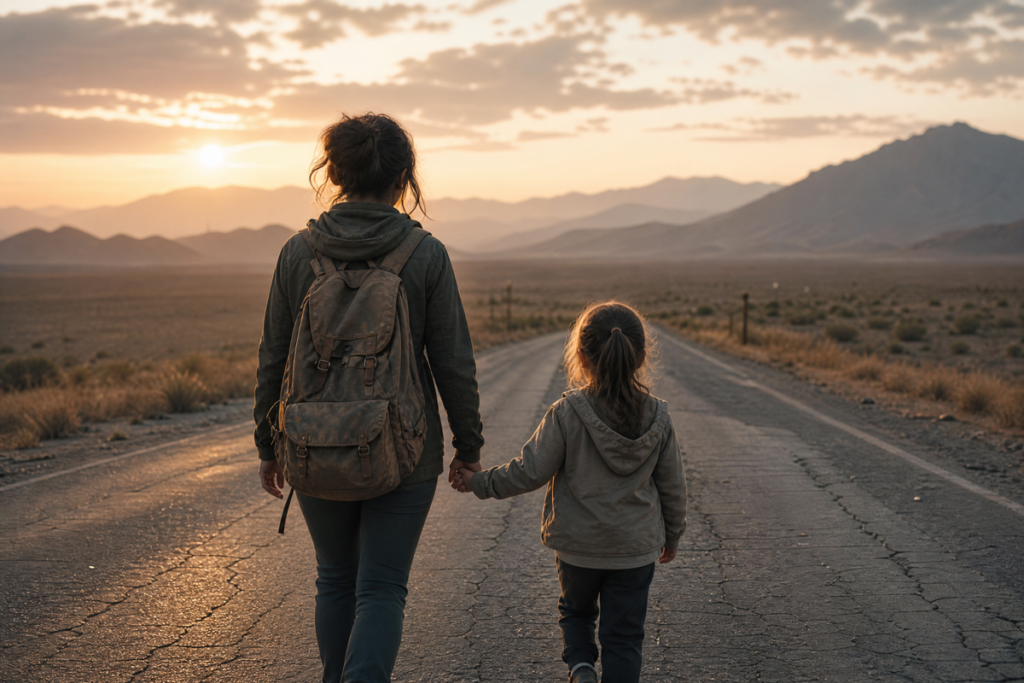 Une mère réfugiée avec sa fille