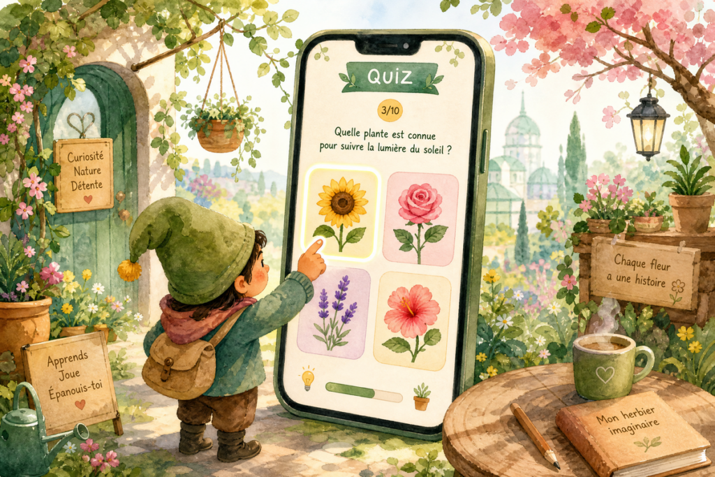 Illustration jeu de quiz sur mobile