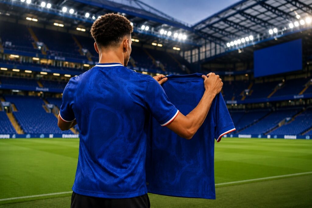 Illustration de Morgan Rogers avec le maillot de Chelsea