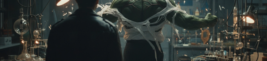 Transformation d’un homme en monstre vert