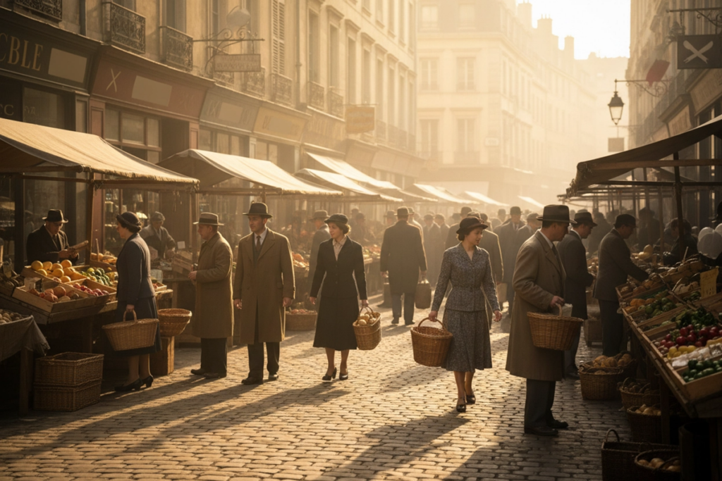 Vue d'une rue de Lyon en 1943