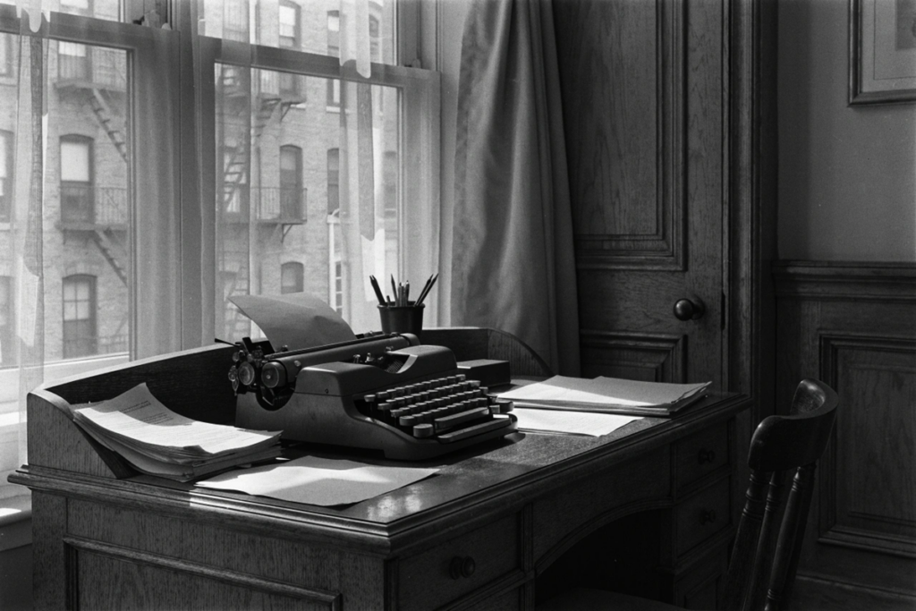 bureau d'écrivaine des années 1950 évoquant l'univers du film The Bell Jar