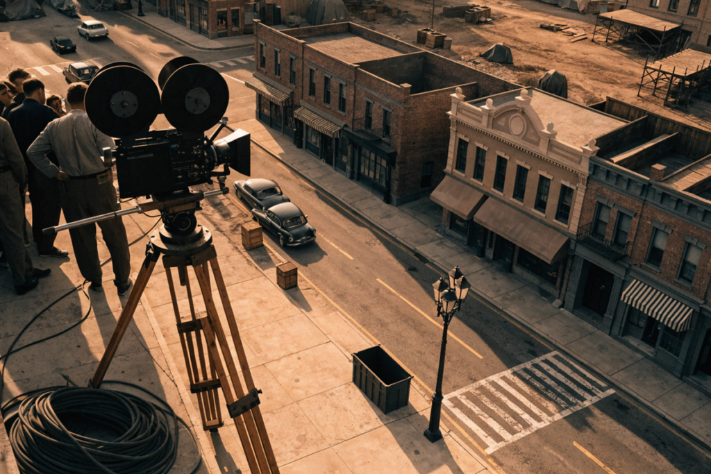 Plateau de tournage Hollywood rétro évoquant l'univers de Cliff Booth