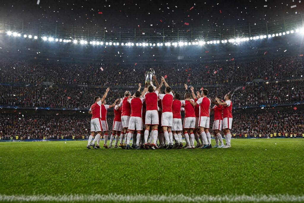 Joueurs d’Arsenal lors de leur victoire en Community Shield