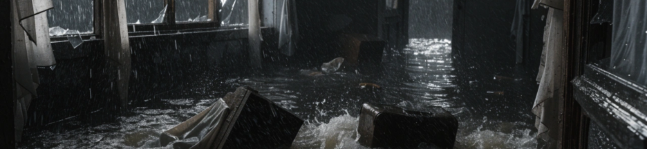 scène de chaos dans une maison inondée