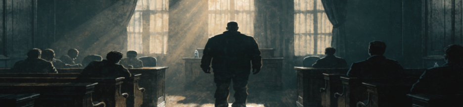 Silhouette d'un homme dans un tribunal évoquant l'intrigue de Deadlocked