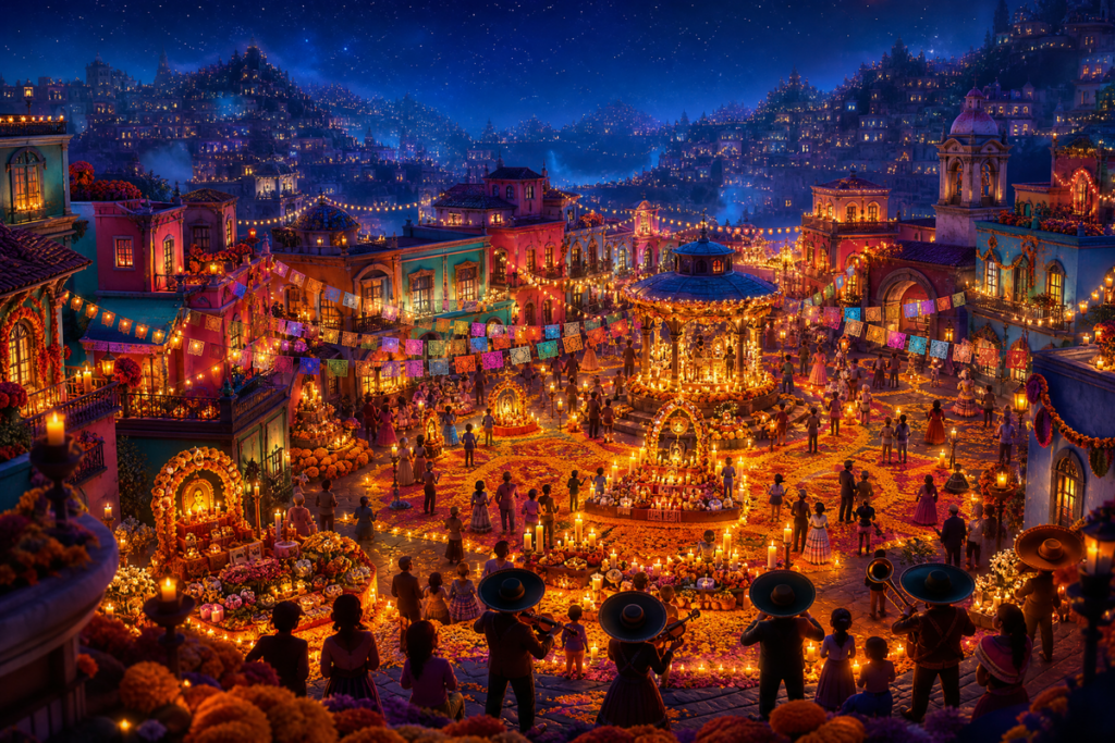 Grande fête des Morts dans une ville mexicaine