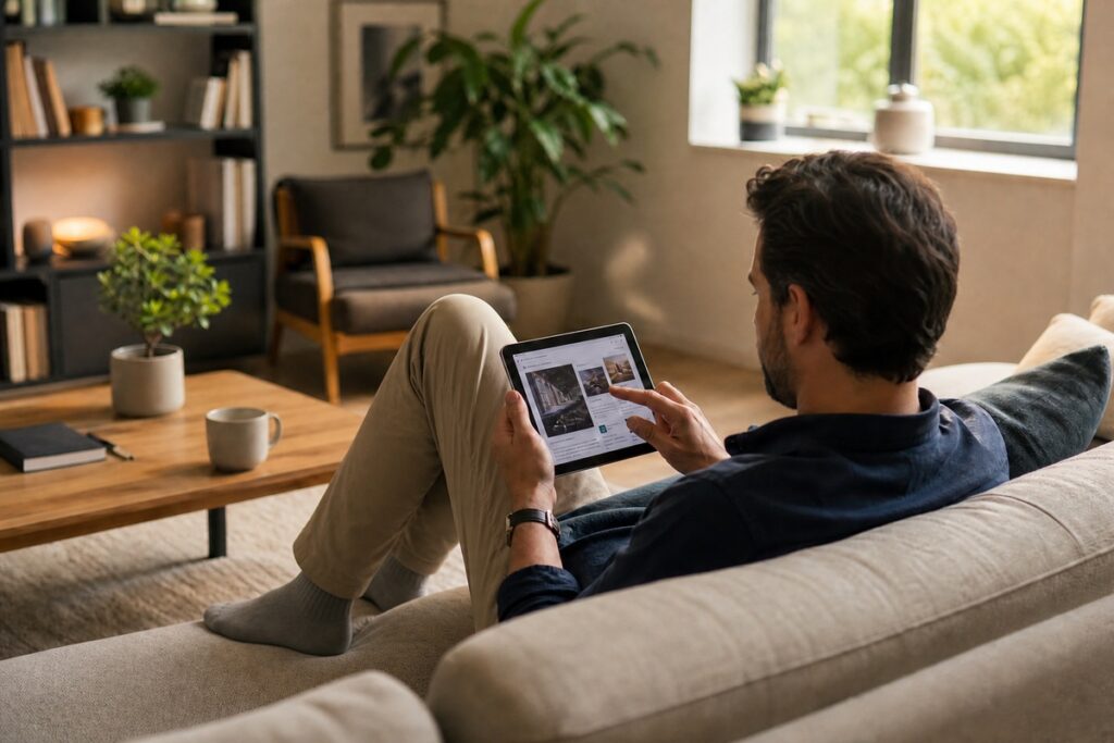 Un homme avec sa tablette