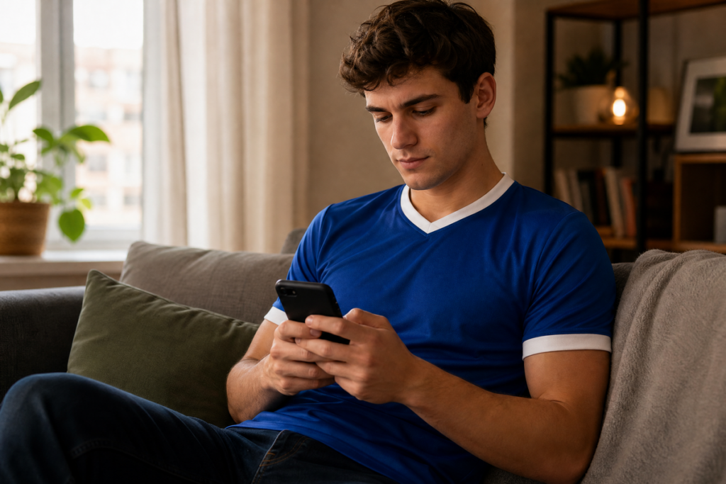 Un homme avec son smartphone
