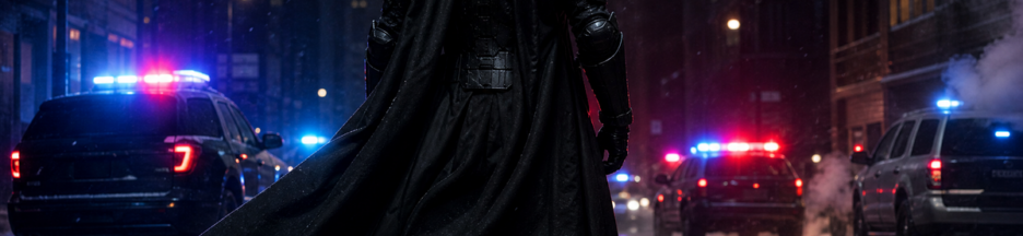 Homme en armure noire vu entièrement de dos