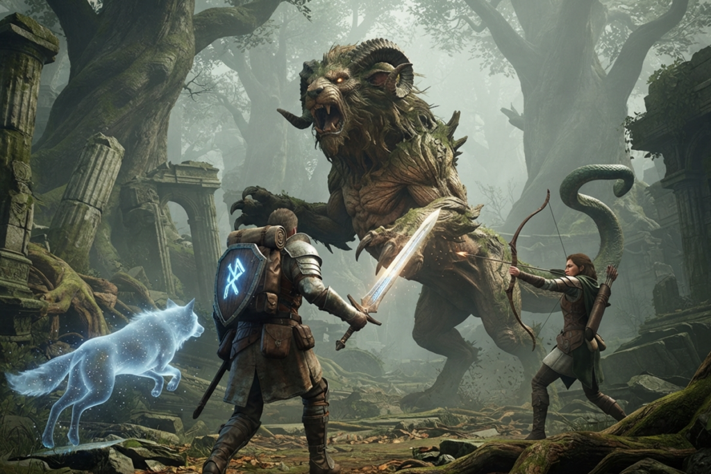 Gameplay d’un jeu de fantasy comme Nodusfall