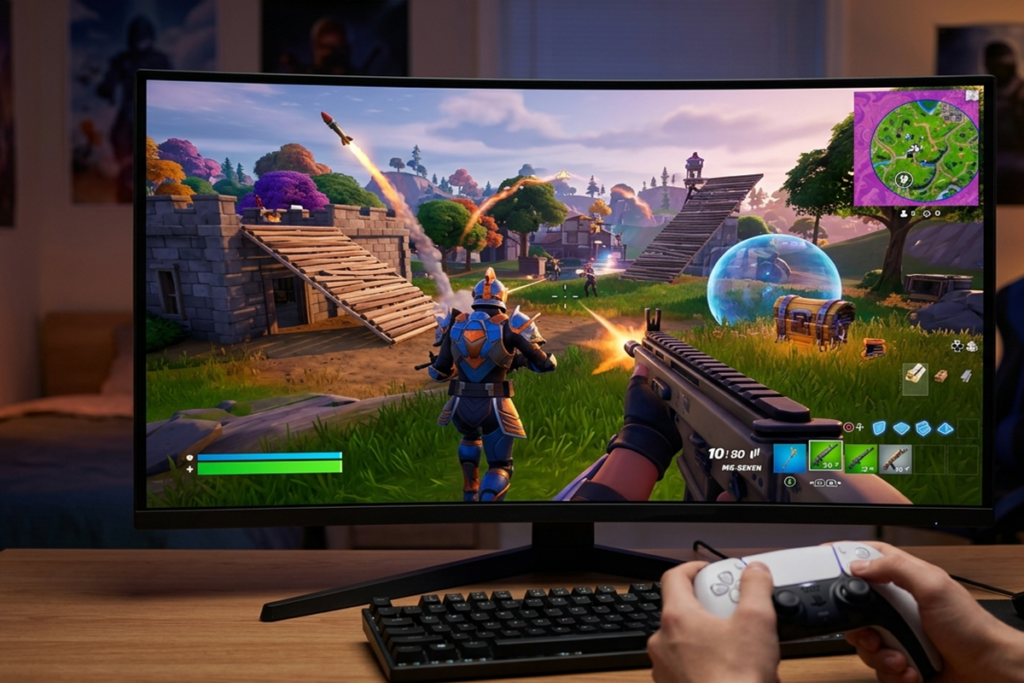 Gameplay d’un jeu similaire à Fortnite