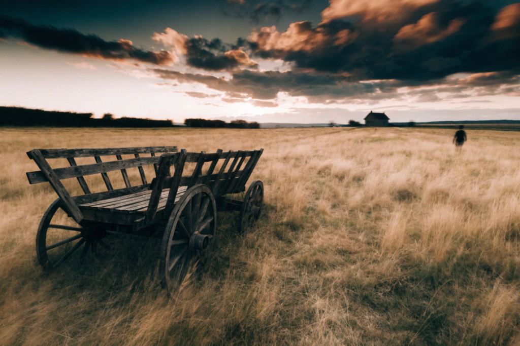 Champ de campagne française évoquant l'univers rural de Justin le Juste