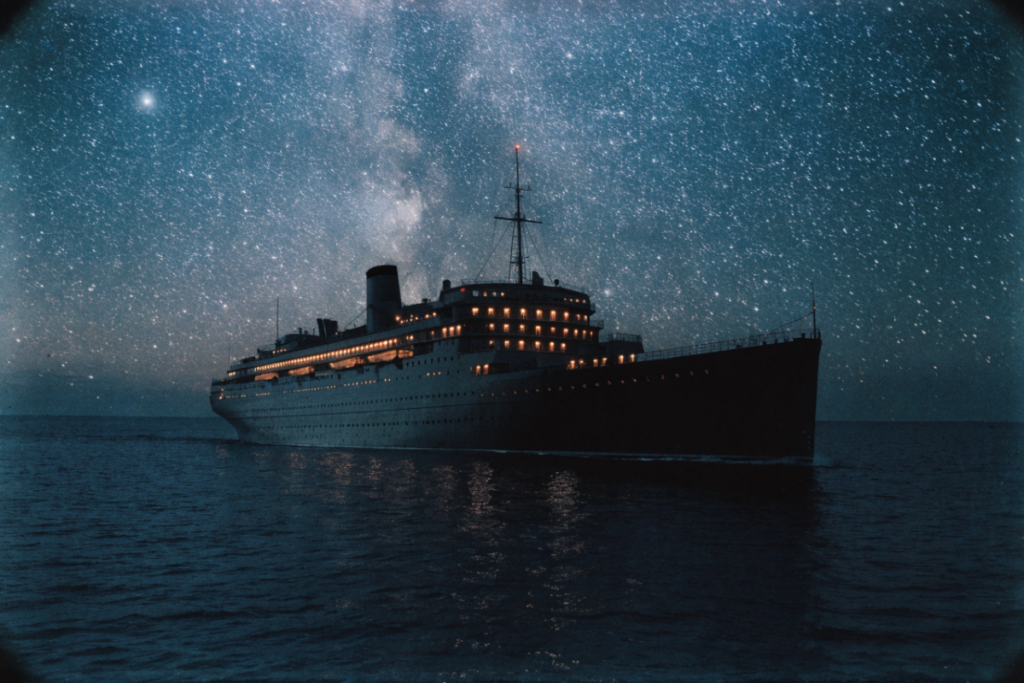 Paquebot de croisière ancien comme dans le documentaire Titanic Sinks Tonight
