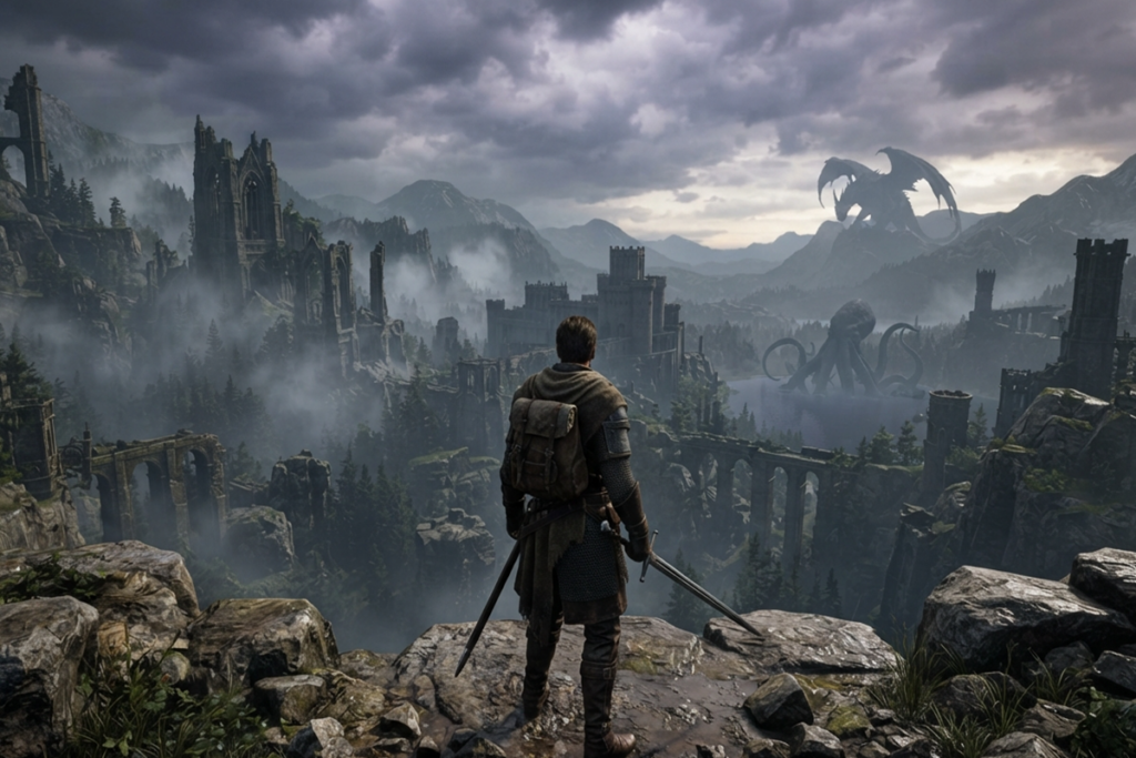 Gameplay d’un jeu d’aventure dark fantasy comme Nodusfall