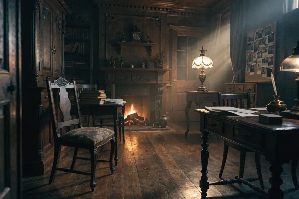 tableau d'investigation dans un intérieur victorien anglais
